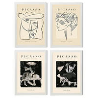 POSTER Set mit 4 Picasso Sammlung NoirAusdruck A4 Weißer Rahmen - Weiß, Papier (29.7/3cm) - Nacnic