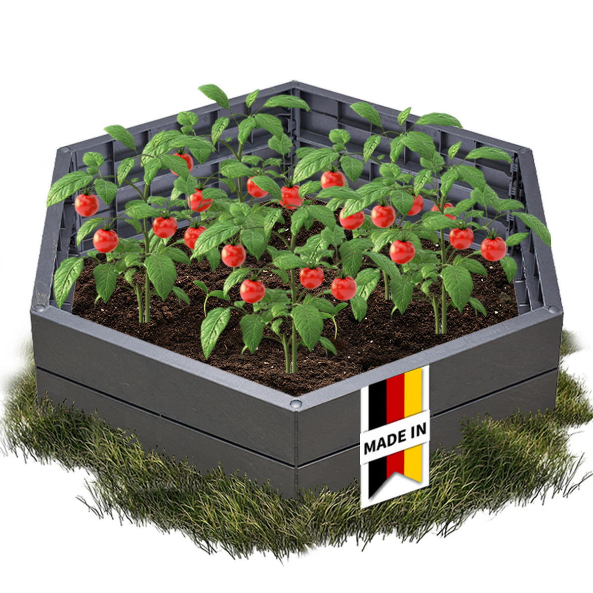 HOCHBEET-SYSTEM L, 6 Paneele inkl. Verbinder - Anthrazit, Kunststoff (110/25/110cm) - GARANTIA