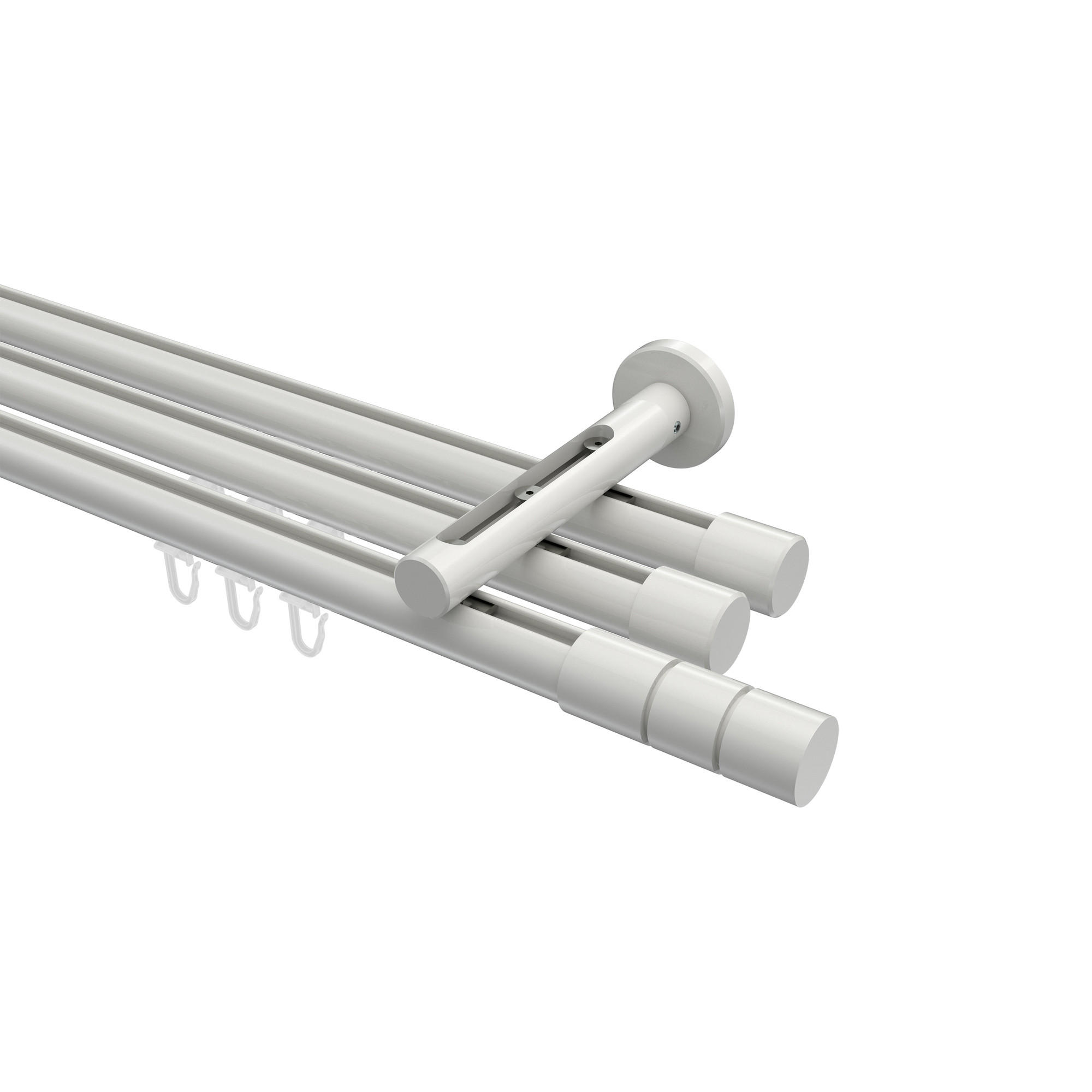 GARDINENSTANGE INNENLAUF Siteno Elanto 480 cm (geteilt in 3 x 160 cm), 3-läufig, 20 mm Ø Weiß - Weiß, Metall (480cm) - INTERDECO