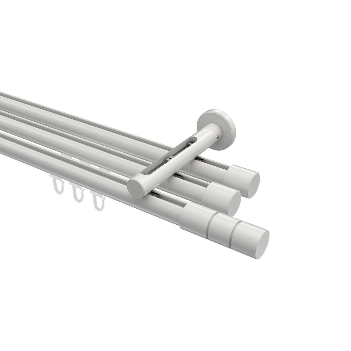 INNENLAUF-GARDINENSTANGEN-SET Siteno Elanto 100 cm, 3-läufig, 20 mm Ø Weiß - Weiß, Metall (100cm) - INTERDECO