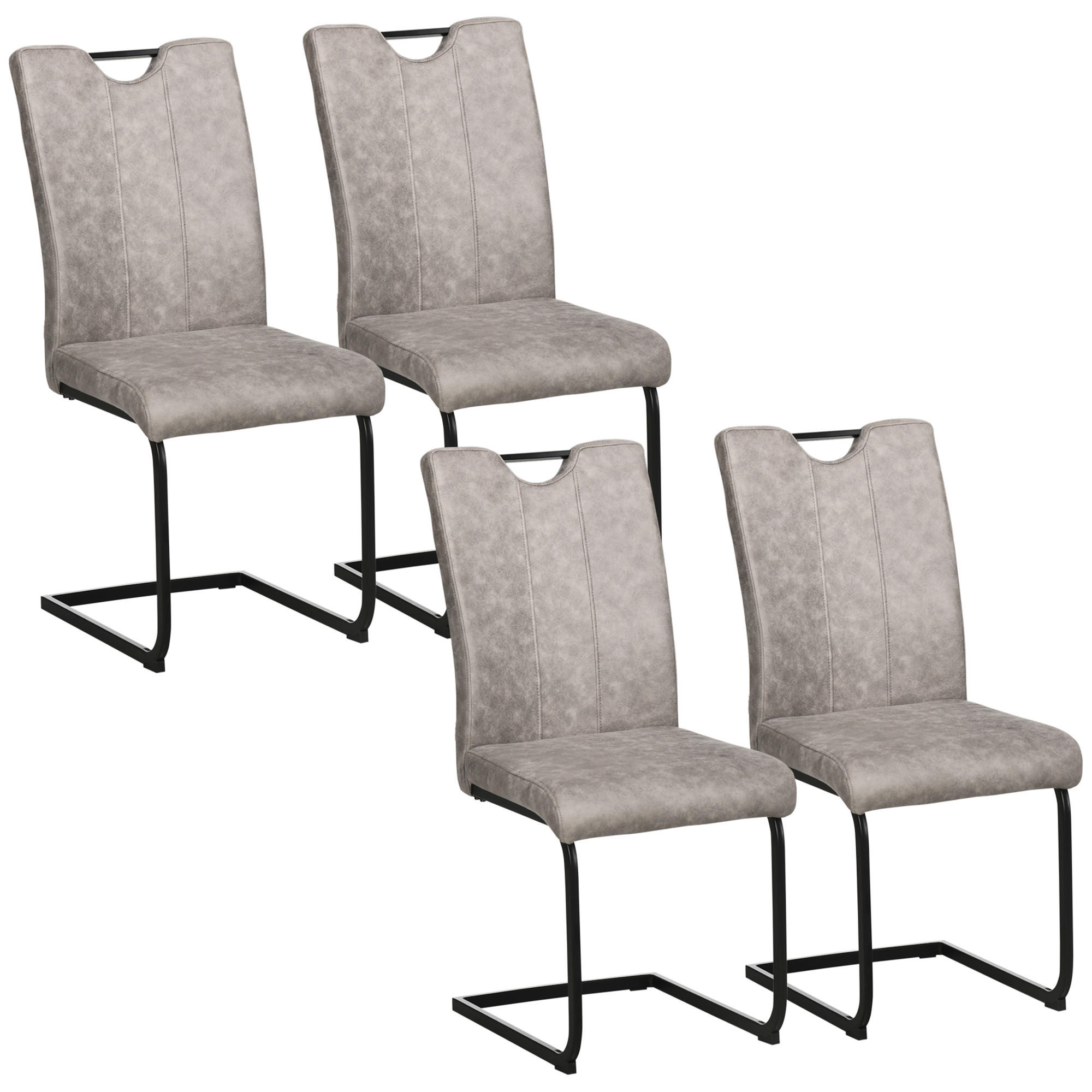 ESSZIMMERSTÜHLE 4er-Set DE-13200 Mikrofaser Grau - Braun, Metall (58.5/99.5/43cm) - ComfortXL
