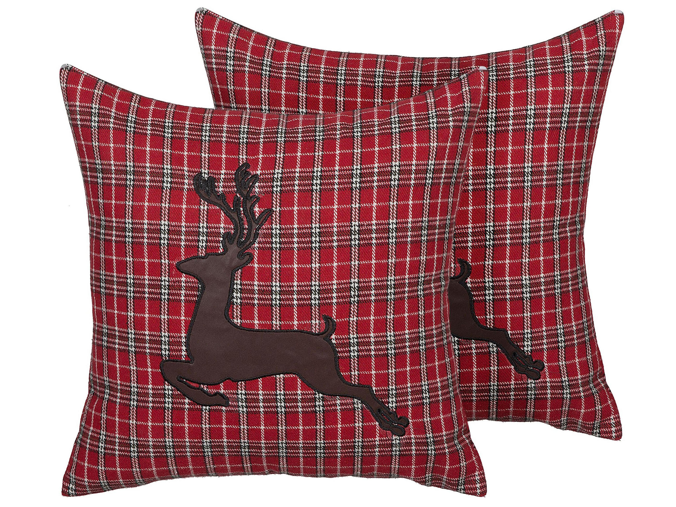 DEKOKISSEN 2er-Set Dunkelrot 45/45 cm Comet - Dunkelrot, Textil (45/45cm) - Beliani