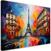 WANDBILD paris eiffelturm stadt abstrakt bunt - Multicolor, Textil (60/40cm) - Feeby