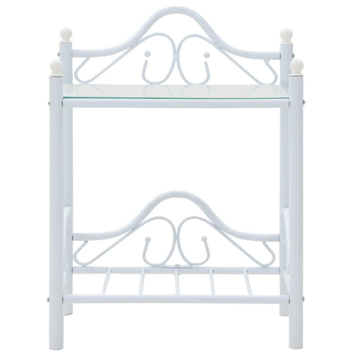 NACHTTISCH 2 Stk. mit 2 Ablagen 45/30,5/60 cm aus Stahl Und Hartglas in Weiß - Weiß, Metall (45/60/30.5cm) - vidaXL