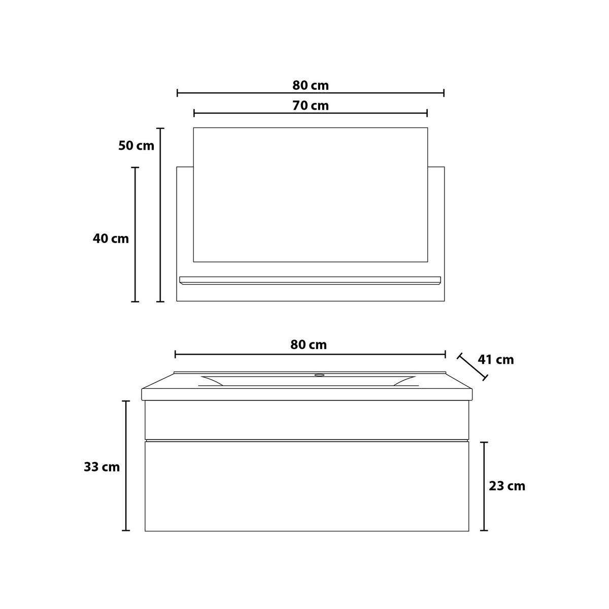 BADMÖBEL WANGEROOGE BIG M - Weiß, M - Weiß, Holz/Keramik (33/73/80cm) - Home Deluxe