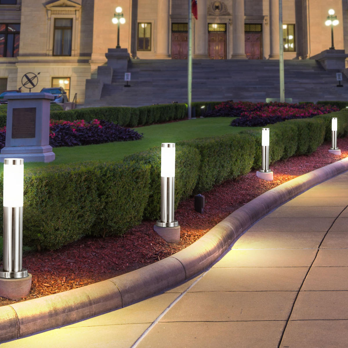 LED WEGELEUCHTE Kunststoff Silber - Silberfarben, Metall (12.7/12.7/45cm)