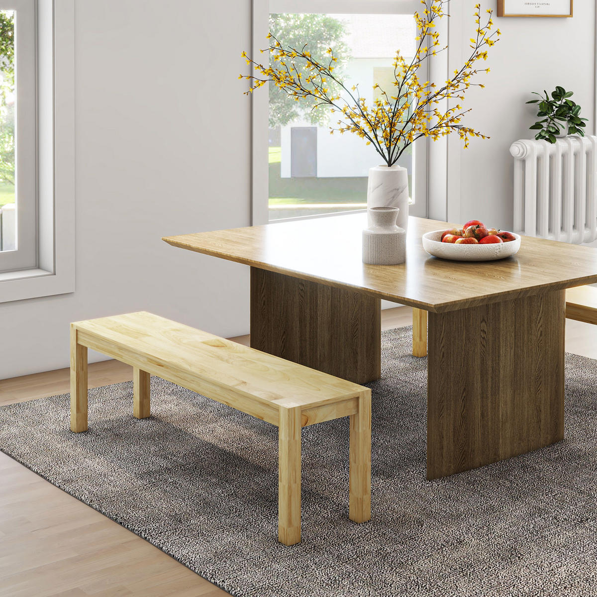 SITZBANK 3-Sitzer DE-13324 Massivholz mit natürlichem Finish Natur - Naturfarben, Holz (150/45/33cm) - ComfortXL