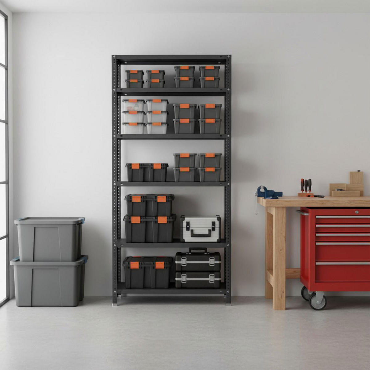 SCHRAUBREGAL PANDA TALL | HxBxT 200x80x30cm | 6 Fachböden | Fachlast 100kg | Anthrazit - Anthrazit, Metall (80/200/30cm) - PROREGAL