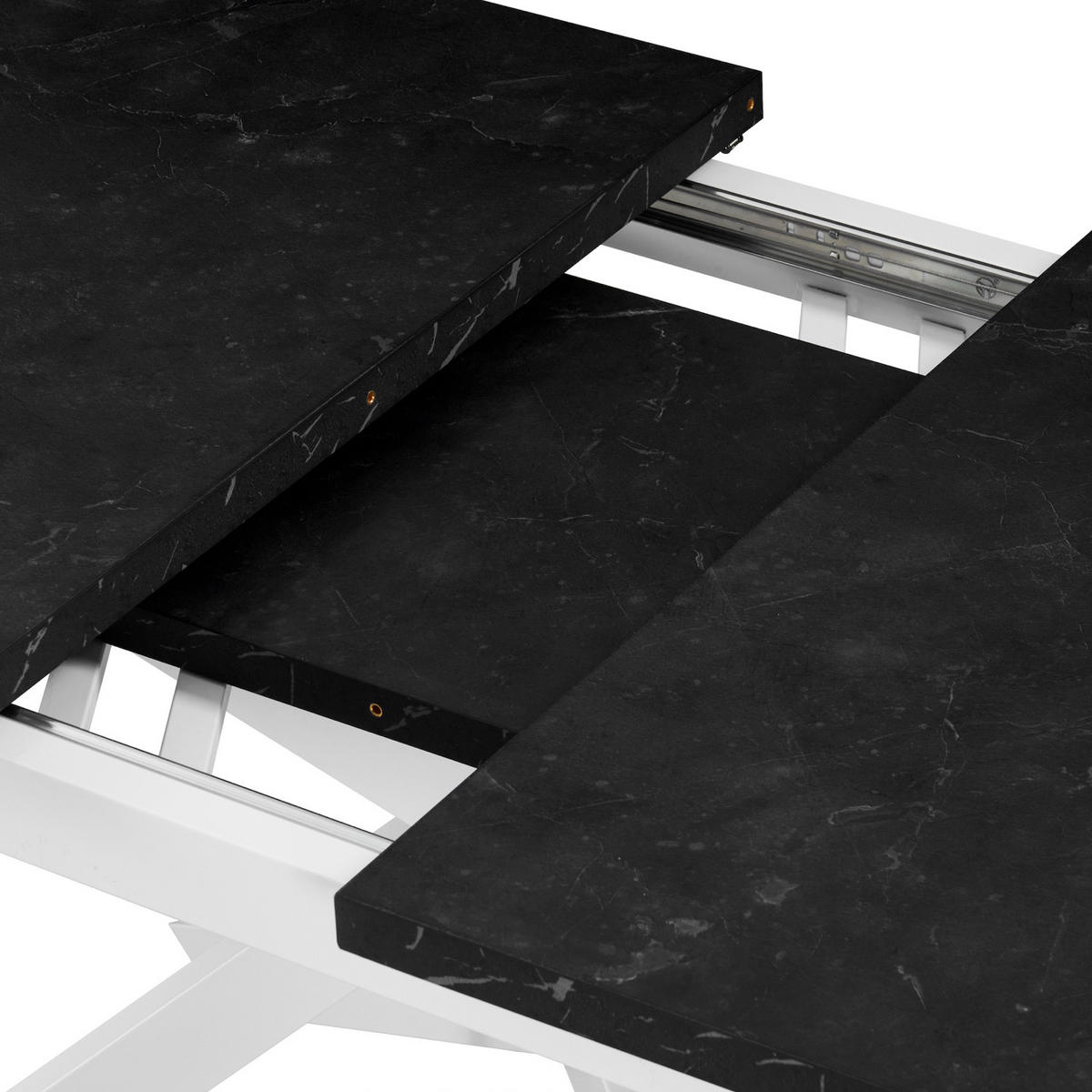 ESSTISCH BEA 120-160/80/76 cm Marmor-Schwarz - Anthrazit/Weiß, Holzwerkstoff/Metall (80/120/76cm) - B&D Home