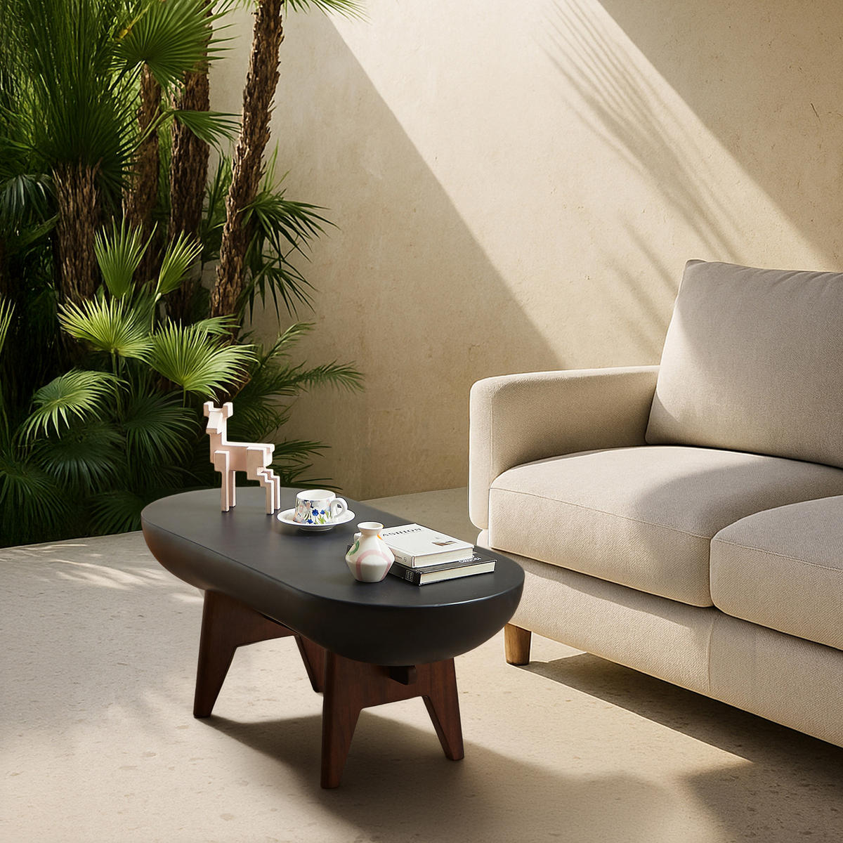 COUCHTISCH Rund Schwarz 50 X 110 X 43 cm - Schwarz, Metall (110/50/43cm) - Nordlys