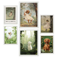 POSTER Set Mit 6 Waldspiel A3 & A4 Weißer Rahmen - Weiß, Papier (29/3cm) - Nacnic