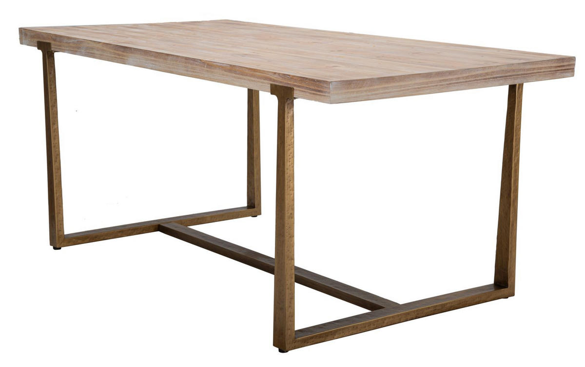ESSTISCH Ankara, braun und goldfarben, MDF und Eisen, 180 x 90 x 78 cm - Goldfarben/Braun, Holzwerkstoff/Metall (90/180/78cm) - Mauro Ferretti