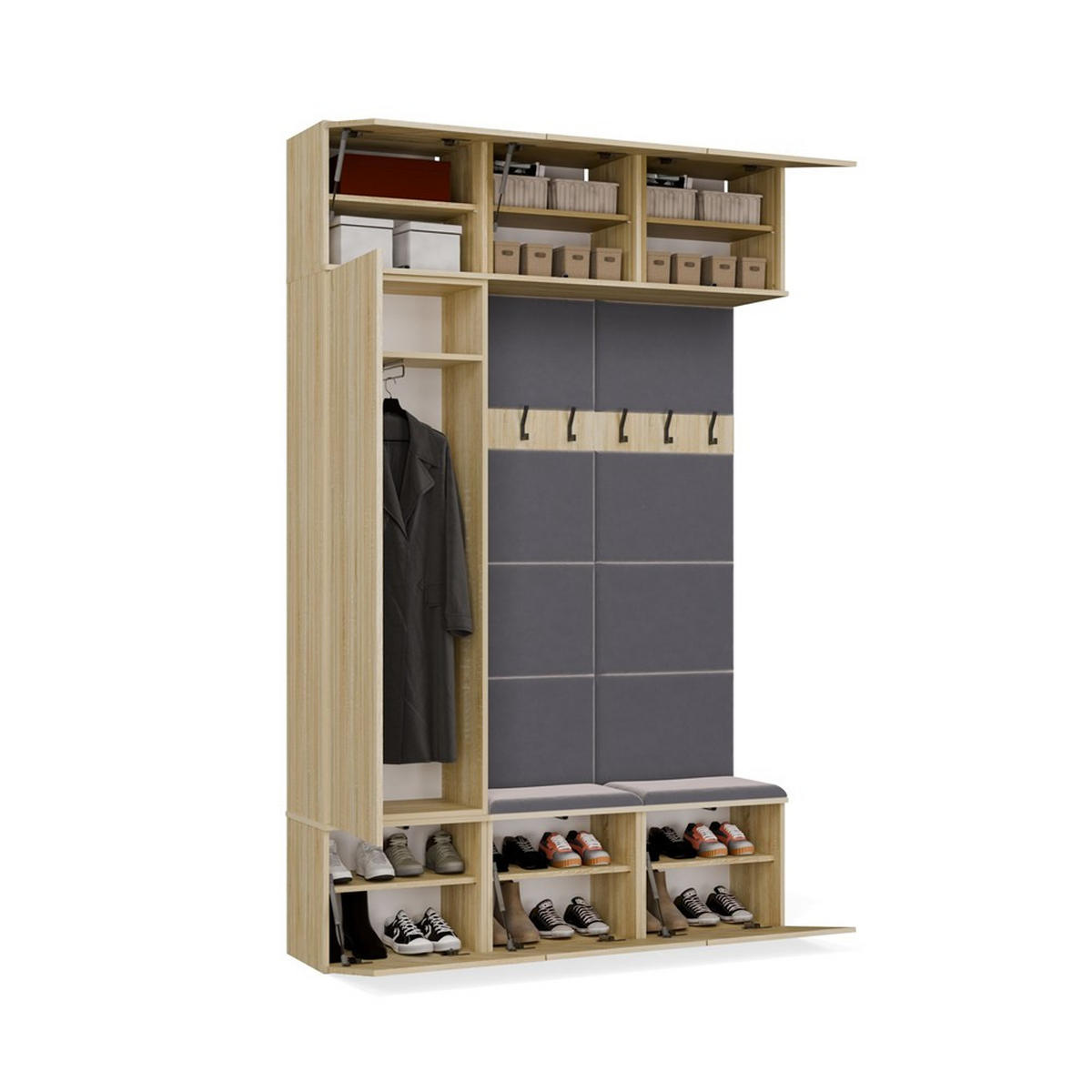 DULAP PENTRU HOL modern, set de dulapuri: dulap pentru haine și dulap pentru pantofi din stejar Sonoma 150/238/35 - stejar Sonoma, compozit lemnos (150/238/35cm) - RAUMHIRSCH FURNITURE