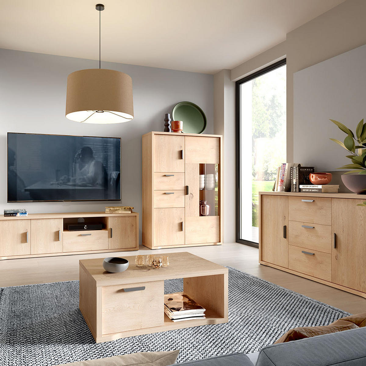 VITRINE Grande G-9 116 x 168 x 40,5 cm Eiche Cremona - Beige, Holzwerkstoff (116/168/40.5cm) - Koseto