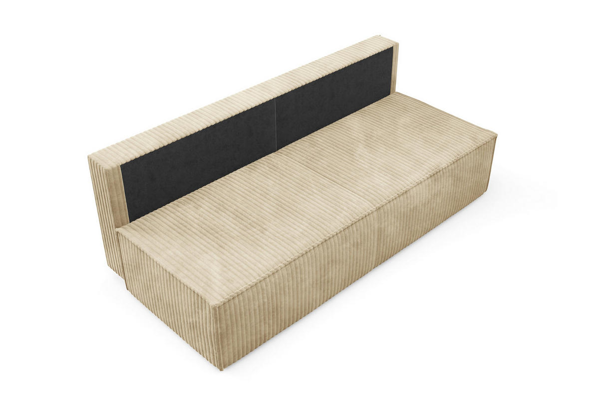 BETTSOFA TESSO Beige Kordstoff mit Schlaffunktion - Beige, Holz (202/74/94cm) - MASSENO