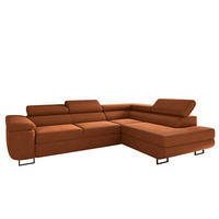 ECKSOFA ATOMIC Mit Schlaffunktion, Stoff Poso, Kupfer, Rechts - Rostfarben, Holz (277/203cm) - Kaiser Möbel