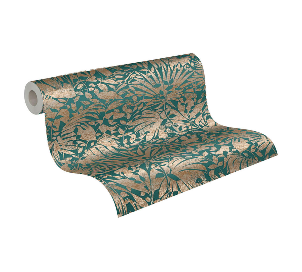 VLIESTAPETE Grün 53/1005 cm - Goldfarben, Textil (53/1cm) - KUNSTLOFT