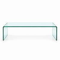 COUCHTISCH Transparent aus gebogenem Sicherheitsglas - Transparent, Glas (100/50/35cm)