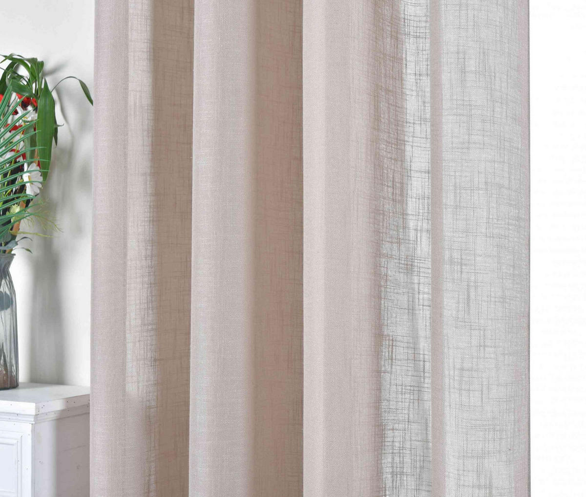 VORHANG 2ER SET »Essen« HxB 245x145 cm Sand - Sandfarben, Textil (145/245cm) - Gardinenbox