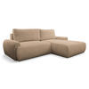ECKSOFA Moon in L-Form mit Schlaffunktion und Bettkasten, Farbe: Braun, Bouclé-Stoff, Ottomane Rechts - Braun, Textil (260/136cm) - VENASI MÖBEL