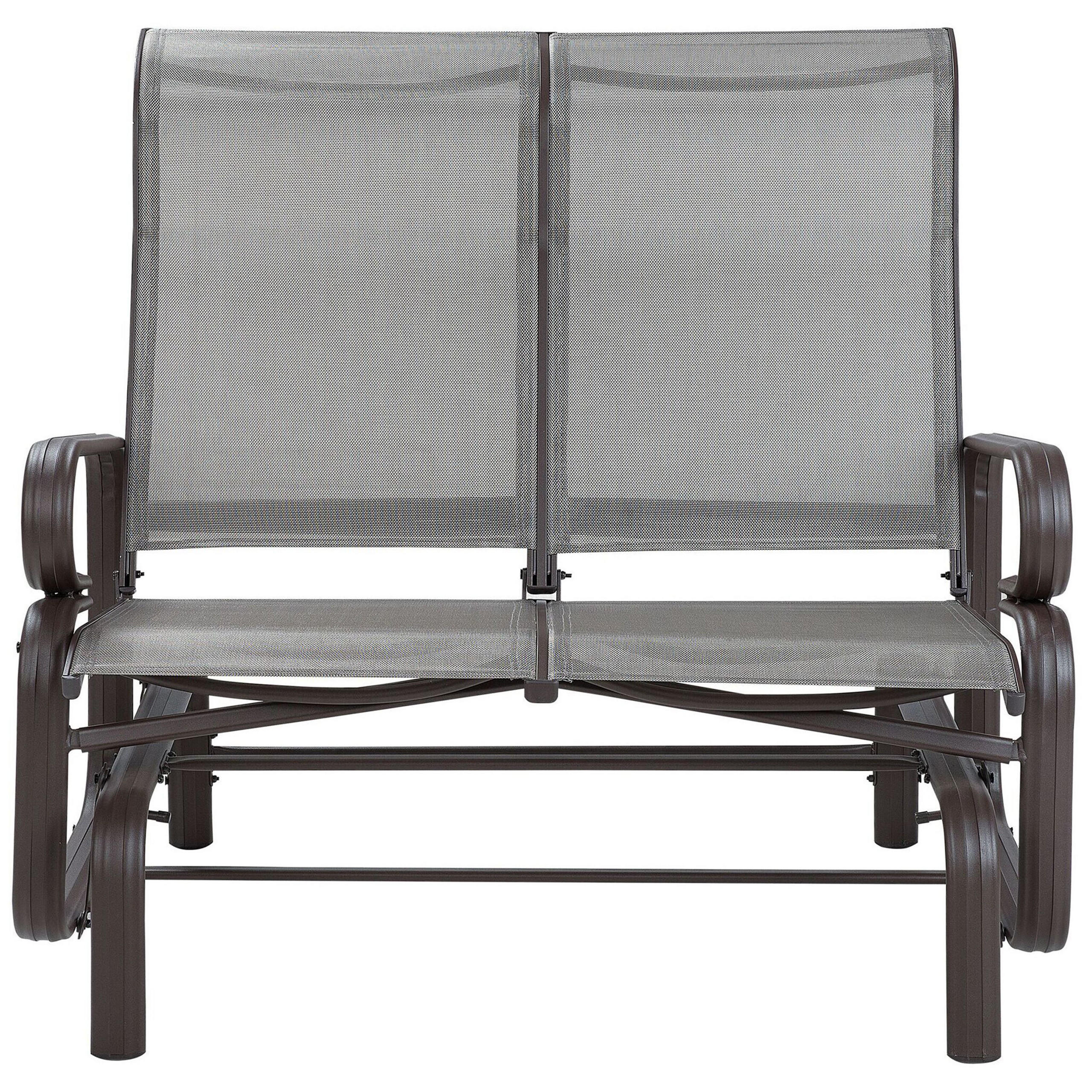 GARTENBANK Aluminium braun Schaukelfunktion 115 cm Borgio - Braun, Metall (114/105/78cm) - Beliani