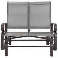 GARTENBANK Aluminium braun Schaukelfunktion 115 cm Borgio - Braun, Metall (114/105/78cm) - Beliani