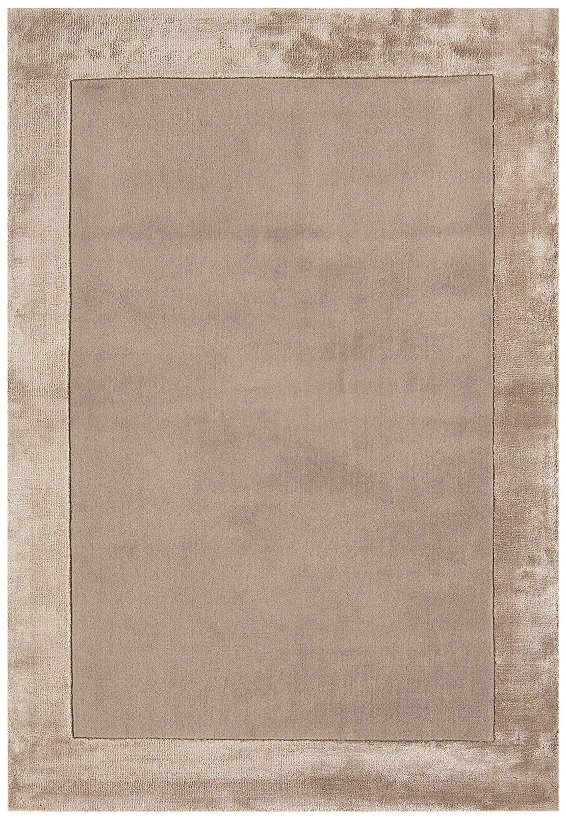 TEPPICH Wolle handgewebt einfarbig mit Viskosebordüre TYNE, Beige 160x230 cm - Beige, Textil (160/230cm) - KADIMA DESIGN