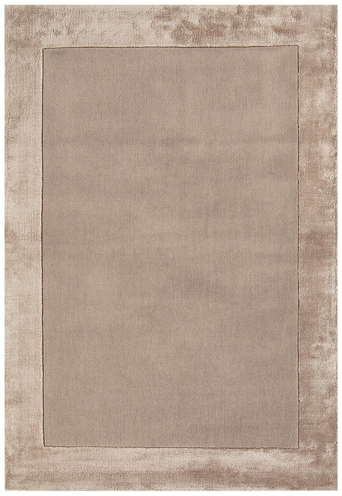 TEPPICH Wolle handgewebt einfarbig mit Viskosebordüre TYNE, Beige 160x230 cm - Beige, Textil (160/230cm) - KADIMA DESIGN