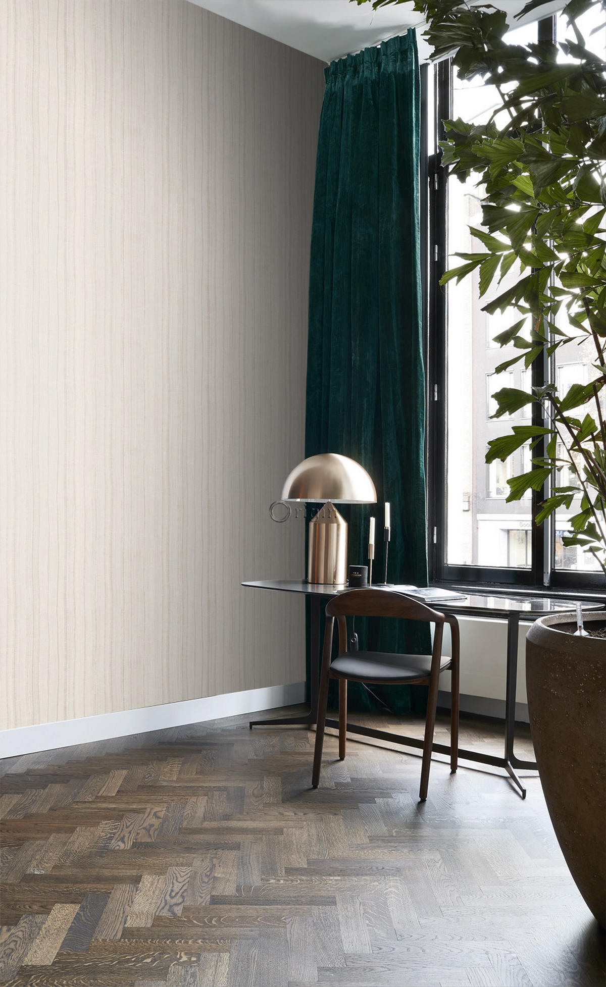 TAPETE feine unregelmäßige Streifen mit Sandstruktur 53 cm x 10.05 m - Beige, Papier (53/1000cm) - Origin Wallcoverings