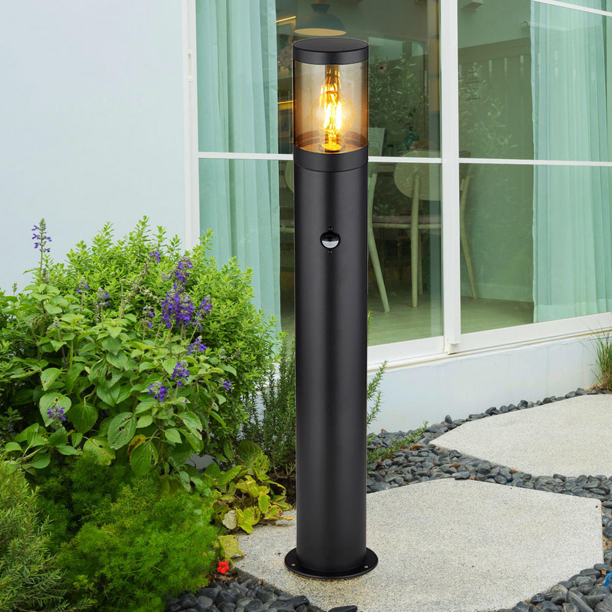 LED STEHLEUCHTE Schwarz Metall RGB - Schwarz, Metall (14/14/80cm) - Globo Lighting