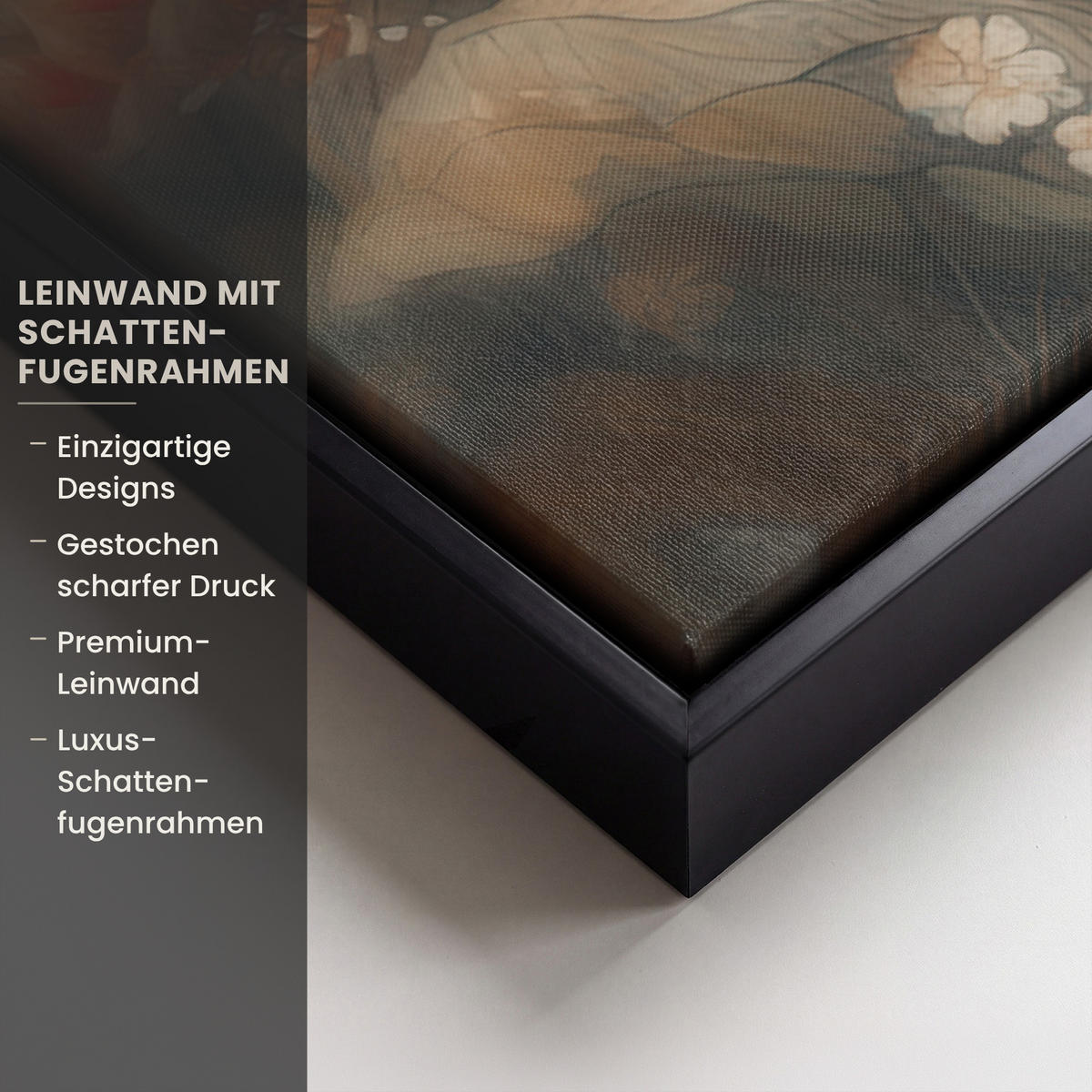 LEINWAND Bilder mit Rahmen - Löwe - Wildtiere - Pflanzen - Natur - Blumen - 60x40 - Beige, Textil (60/40cm) - MuchoWow