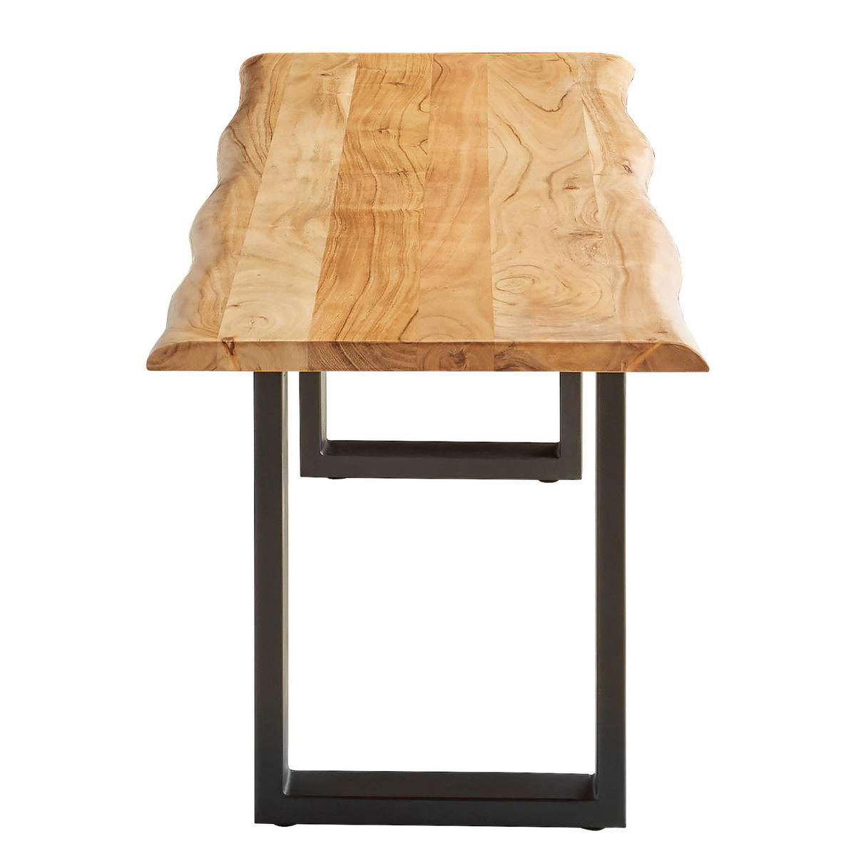 SITZBANK - Metall / Massivholz Akazie - Schwarz/Akaziefarben, Holz/Metall (140/45/45cm) - home24