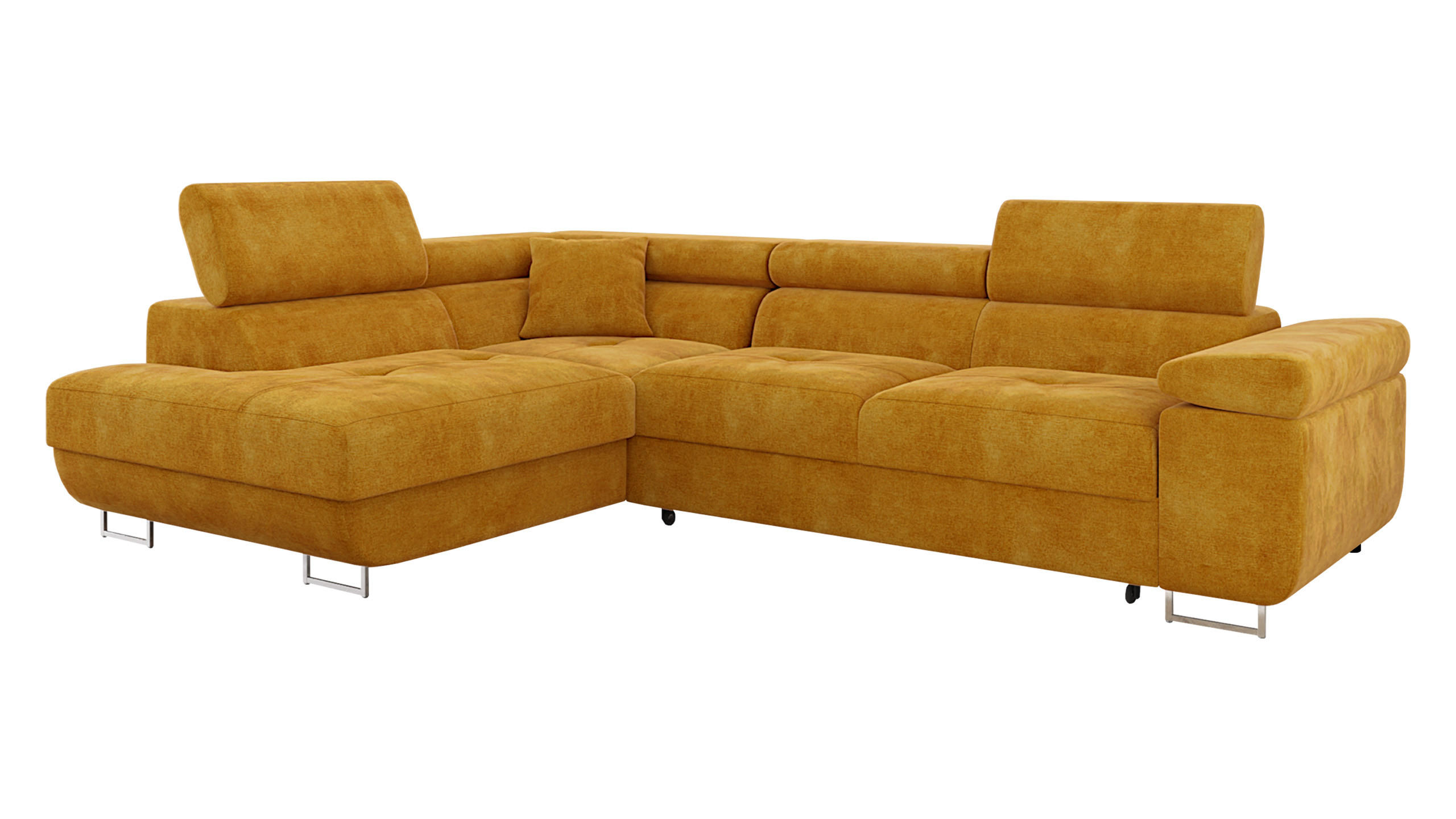 ECKSOFA Torezio, Seite: Links - Currygelb, Holz/Textil (274/203cm) - MIRJAN24