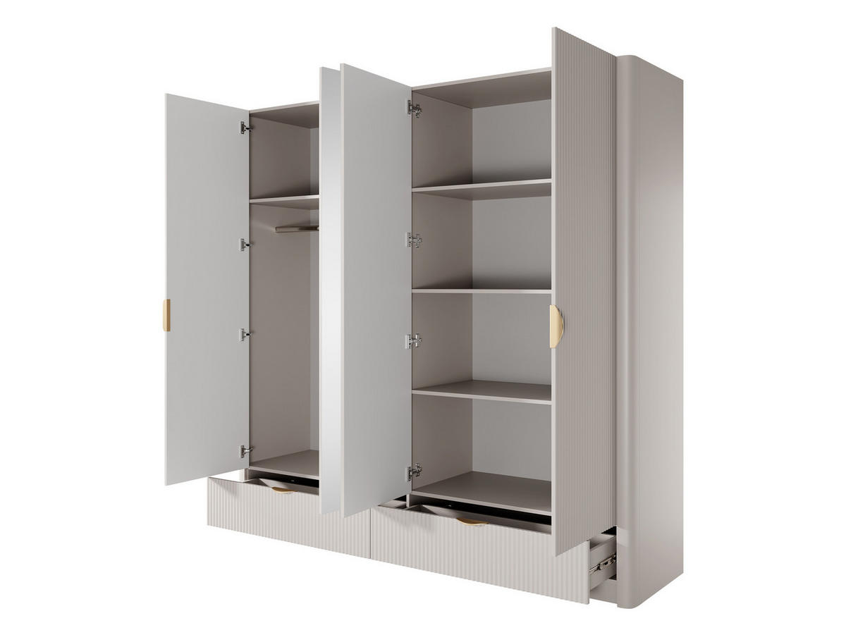 DREHTÜRENSCHRANK Lante - Beige/Goldfarben, Holzwerkstoff/Metall (213/209/55cm) - MIRJAN24