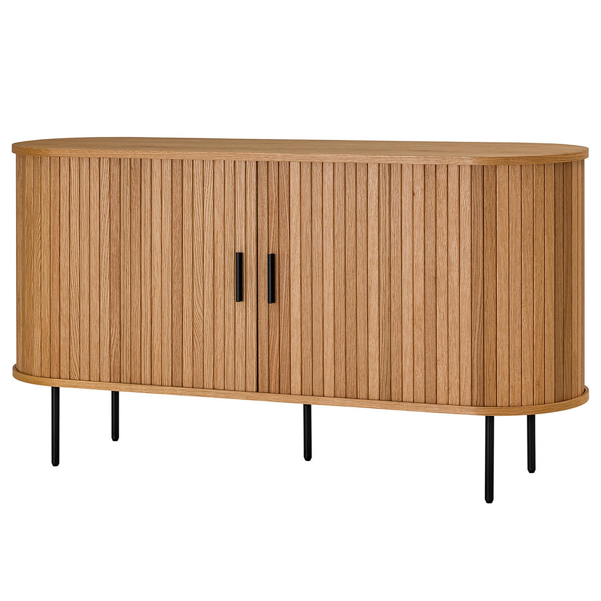 SIDEBOARD - Echtholzfurnier - Eichefarben/Schwarz, Holzwerkstoff (140/76/40cm) - home24