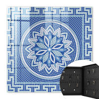 SCHLÜSSELBOX Schwarz 30x30 cm- Türöffnung nach rechts - Blaues Mosaik - Blau, Metall (30/30/5cm) - TULUP