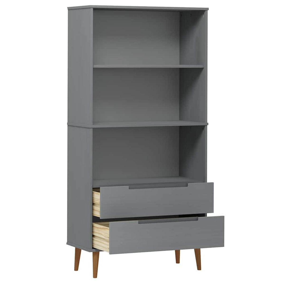 BÜCHERREGAL Molde Grau 85/35/170,5 Cm Massivholz Kiefer - Grau, Holz (35/170.5/85cm) - vidaXL