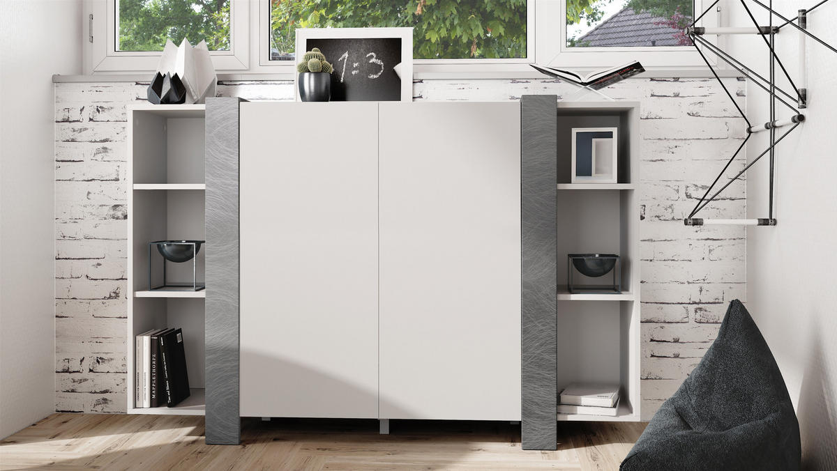 HIGHBOARD Ida Blenden in Scratchy Metal - Silberfarben, Holzwerkstoff (149/101/34cm) - Vladon