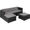 RATTANLOUNGE Lignano,variabel aufstellbar,schwarz - Schwarz, Kunststoff - tectake