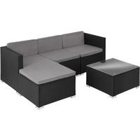 RATTANLOUNGE Lignano,variabel aufstellbar,schwarz - Schwarz, Kunststoff - tectake