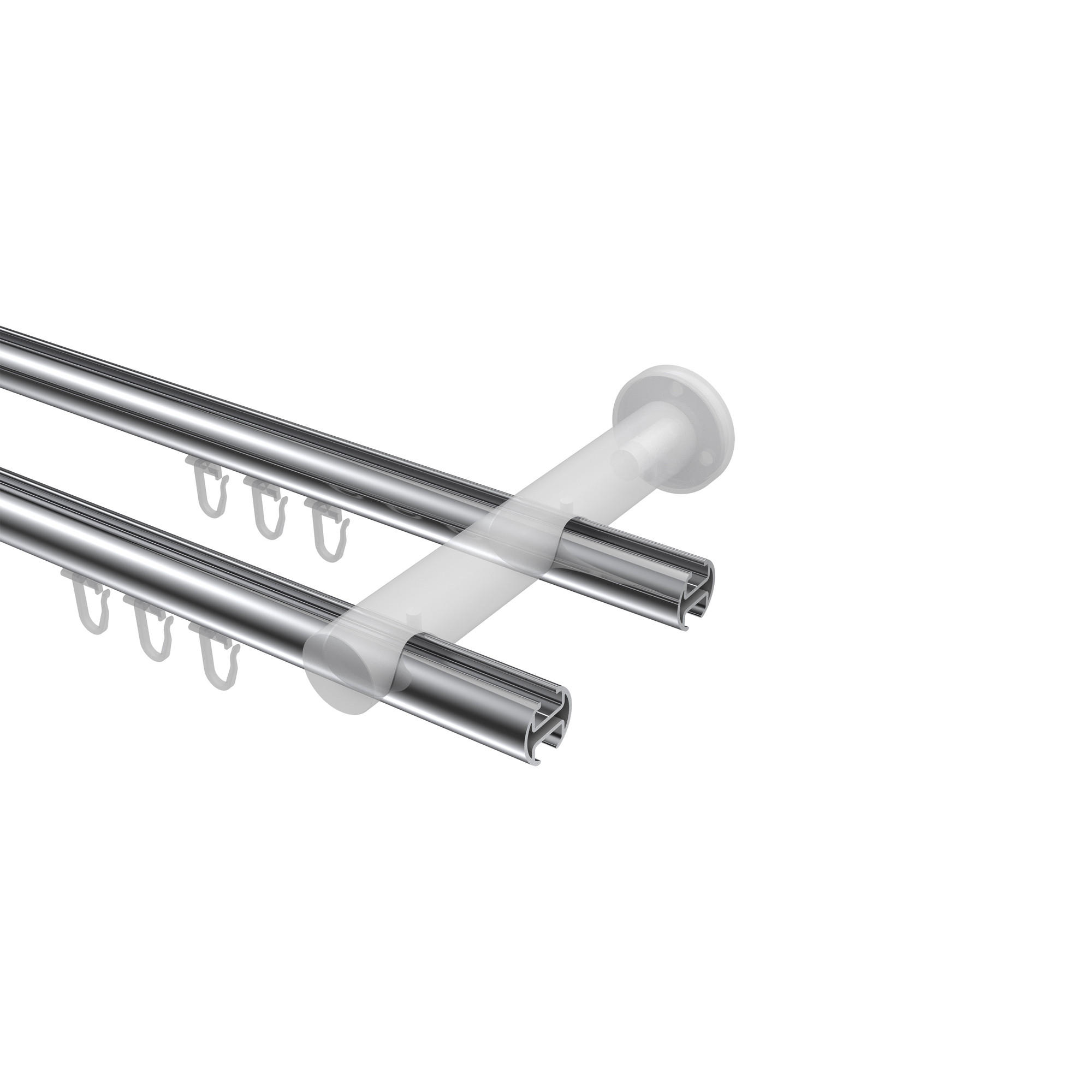 GARDINENSTANGE INNENLAUF Platon Santo 200 cm, 2-läufig, 20 mm Ø Chrom - Chromfarben, Metall (200cm) - INTERDECO
