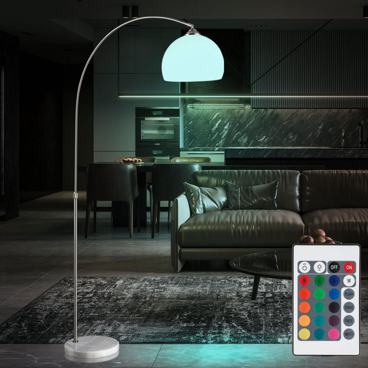 LED STEHLEUCHTE NEWCASTLE Silber Metall - Silberfarben, Metall (92/30/196cm) - Globo Lighting