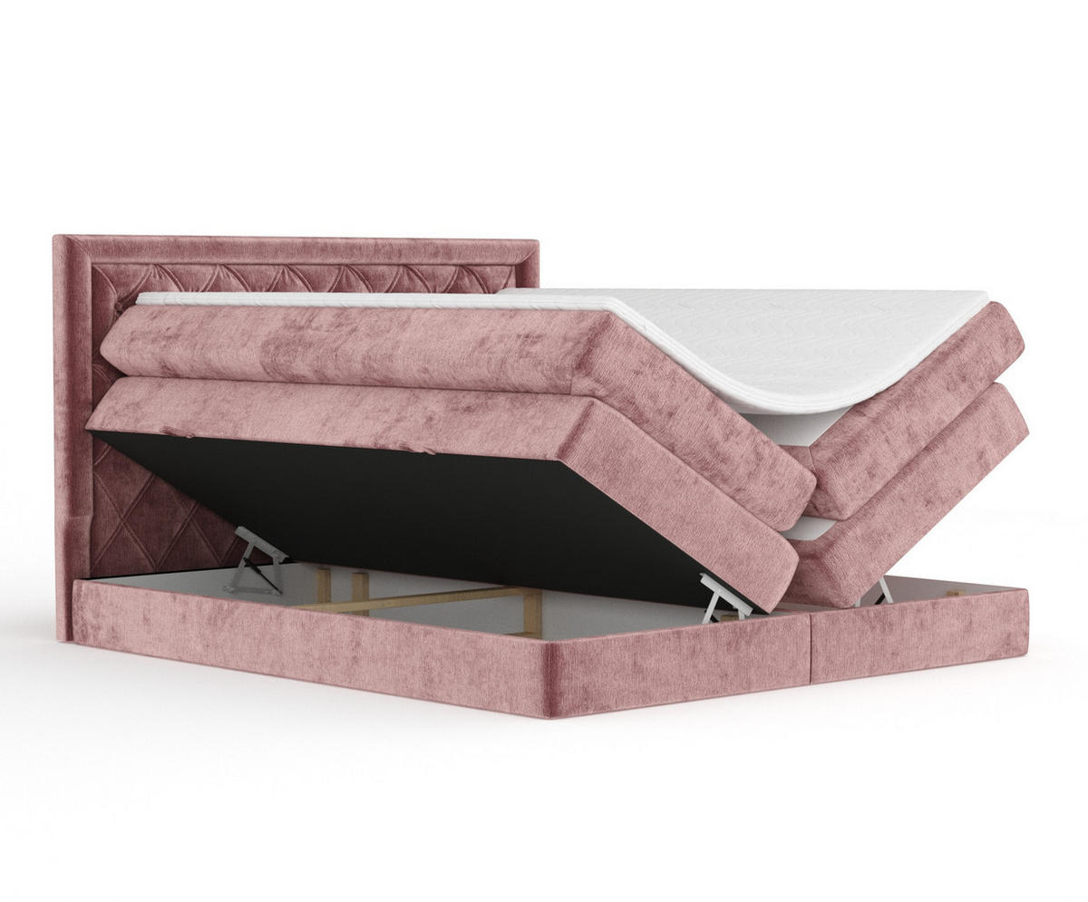 BOXSPRINGBETT Aurelia Rosa 200/200 cm - Schwarz/Rosa, Holz/Holzwerkstoff (200/200cm) - Maison de Reve