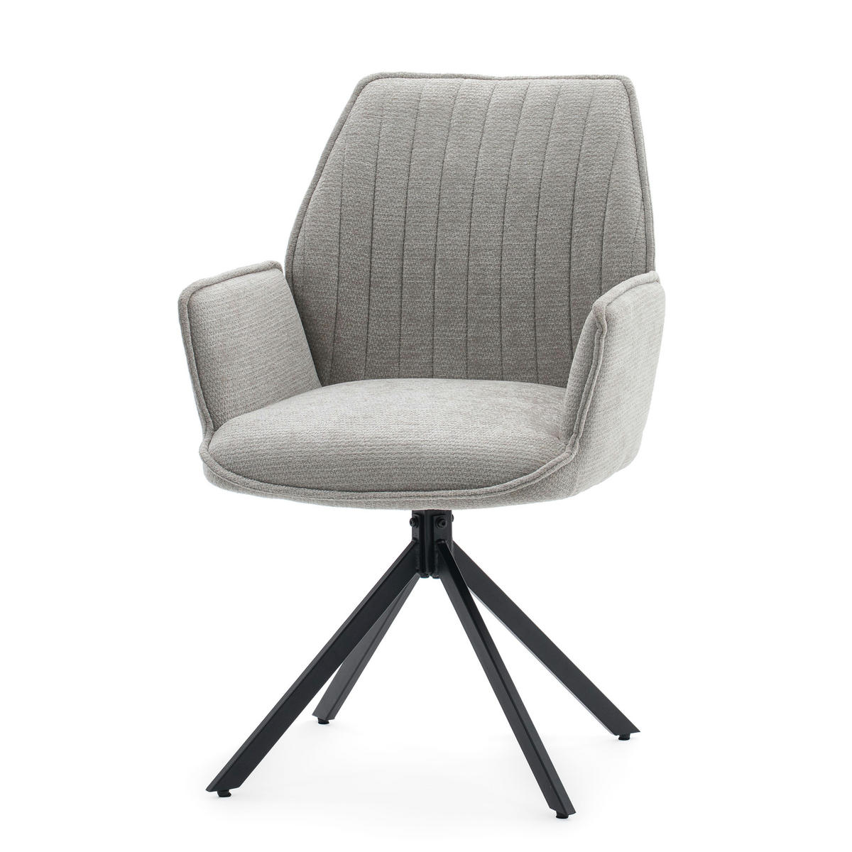 STUHL MERANO drehbar gepolsterter mit Steppung - hellgrau - Chenille - Hellgrau/Schwarz, Textil/Metall (58/90/61cm) - NEW HOME