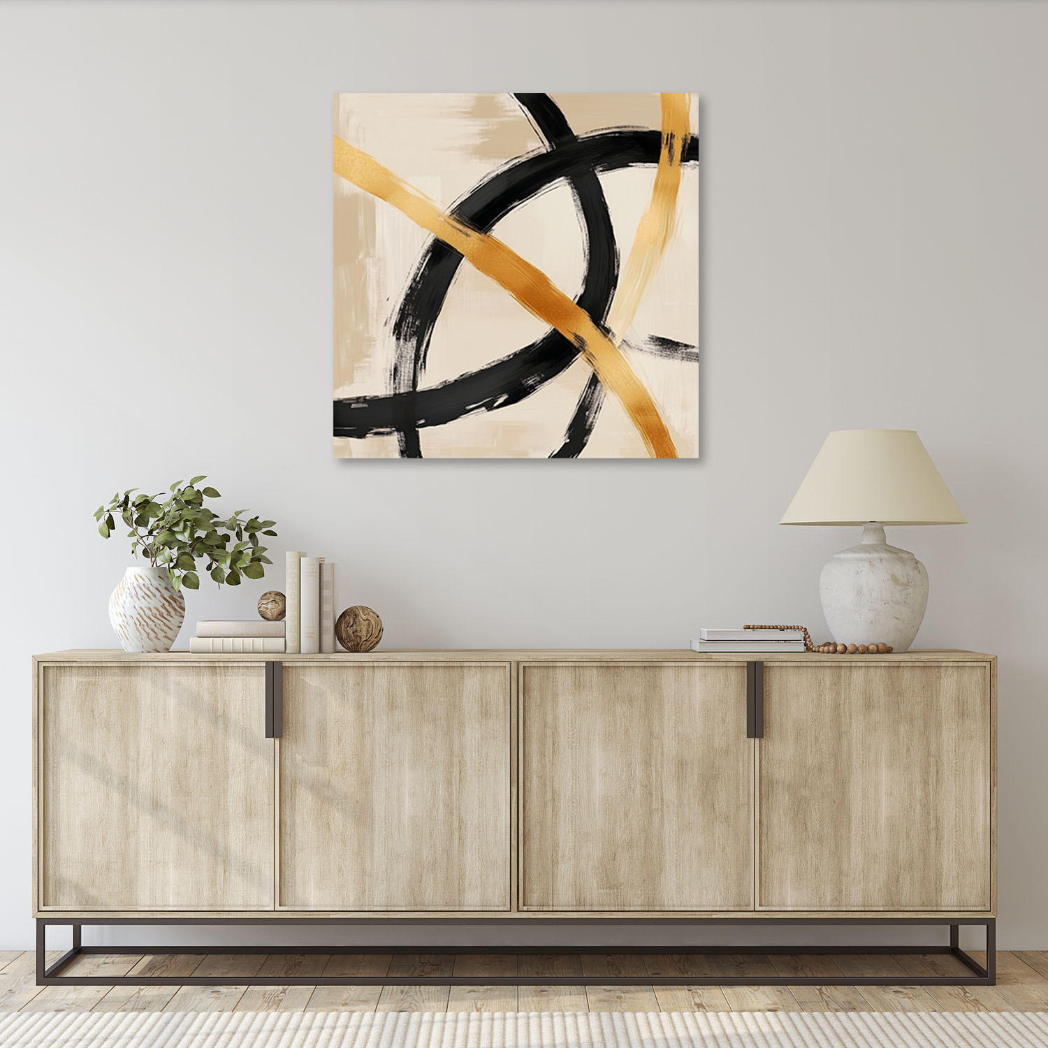 LEINWANDBILD Abstrakter Beige Loft bemalt 40x40cm - Beige, Textil (40/40cm) - Feeby