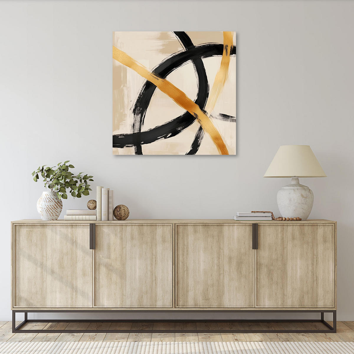 LEINWANDBILD Abstrakter Beige Loft bemalt 40x40cm - Beige, Textil (40/40cm) - Feeby