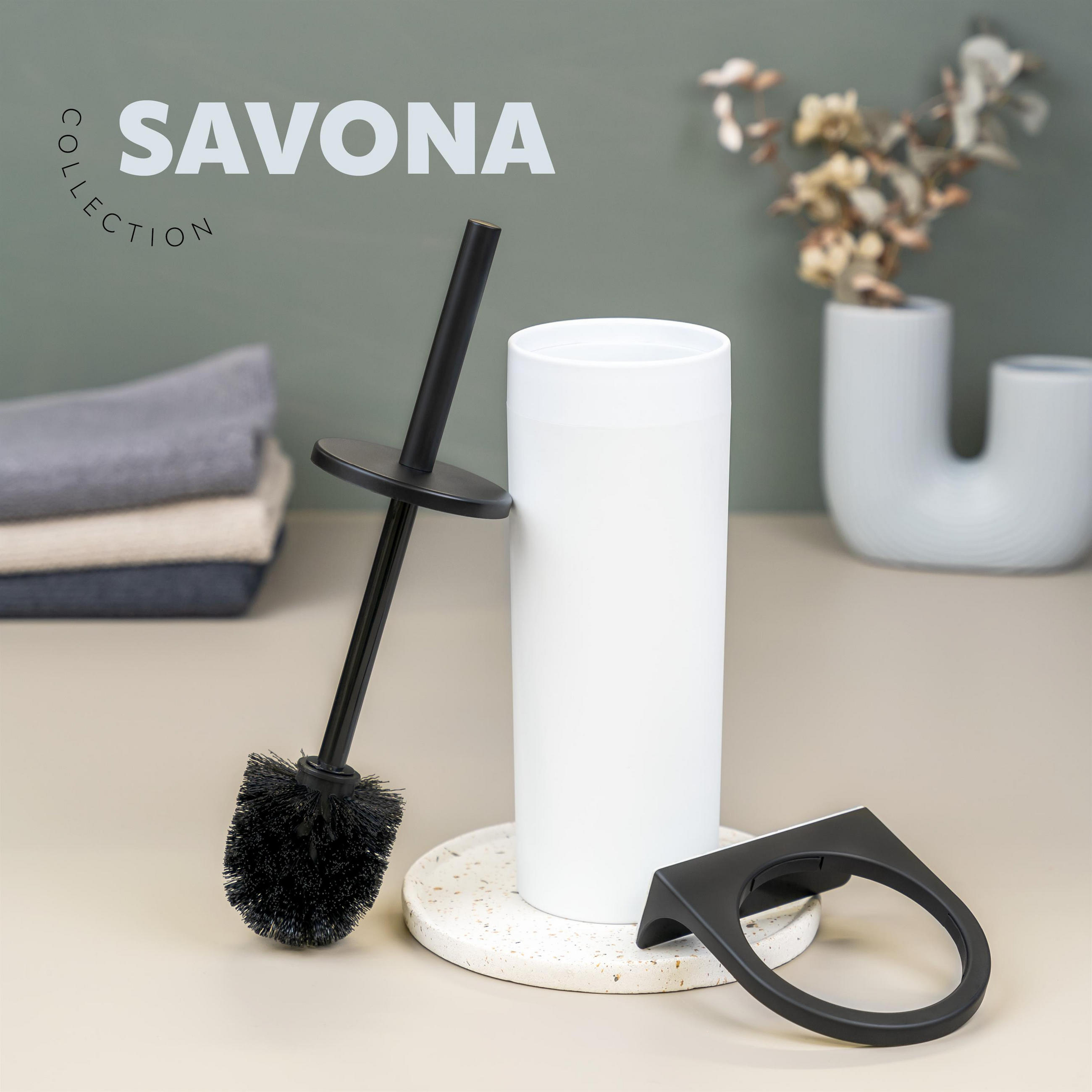 Garniture WC Ronde Savona - Support Mural (Coller Ou Visser), 2 Têtes De Brosse - Plastique Blanc - Bremermann - 3