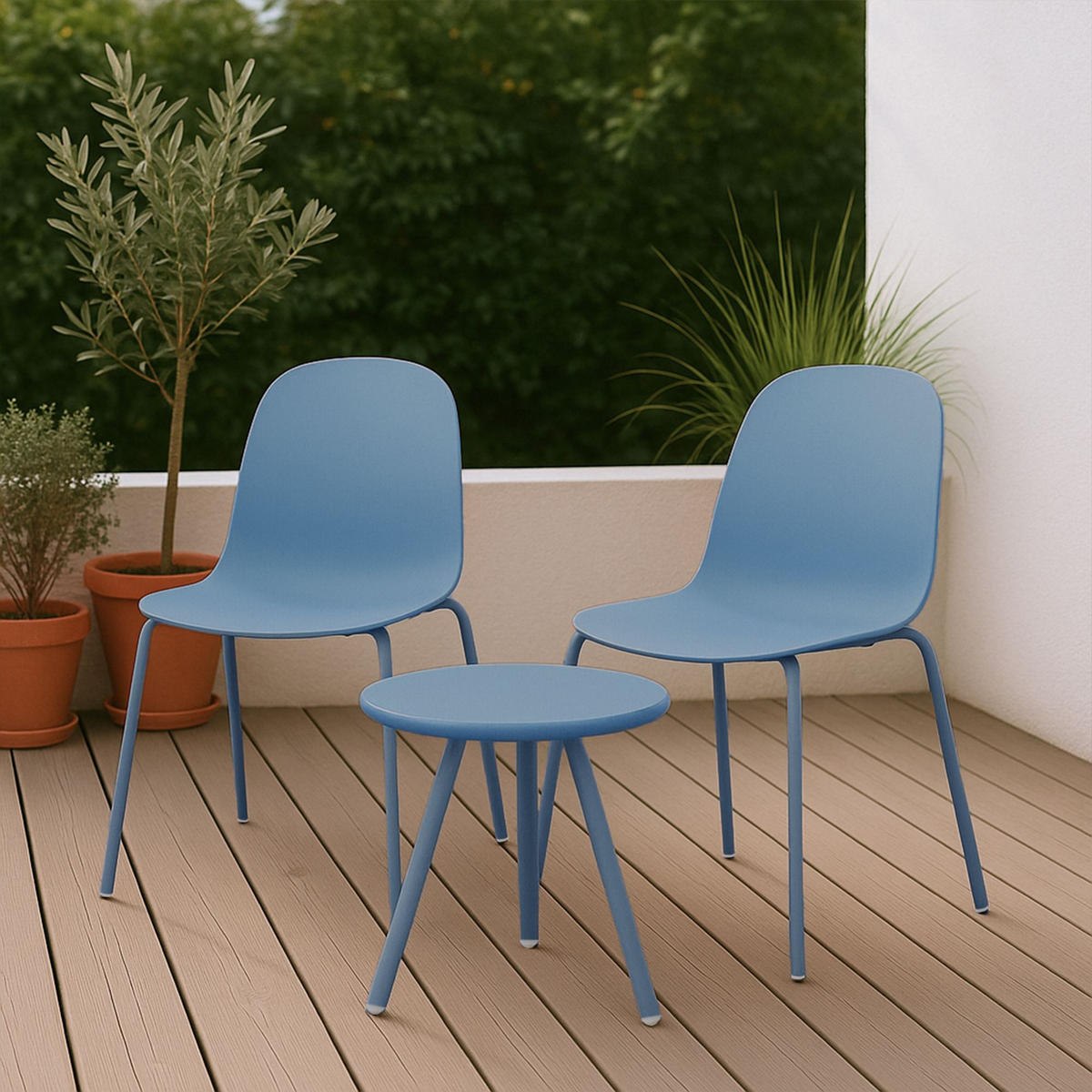 GARTENSITZGRUPPE Kunststoff Blau - Blau, Kunststoff - CLP