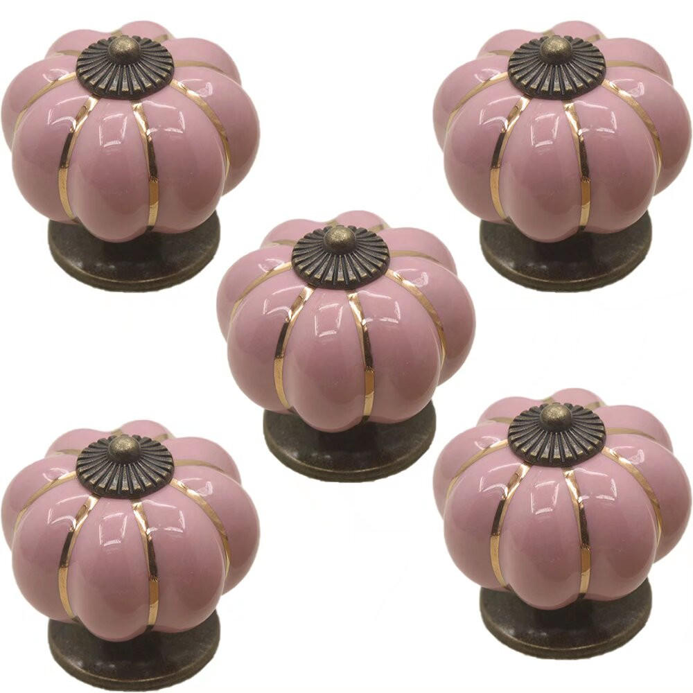 SCHRANKKNOPF Keramik Rosa 5er-Set - Multicolor, Keramik (4/4/4cm)