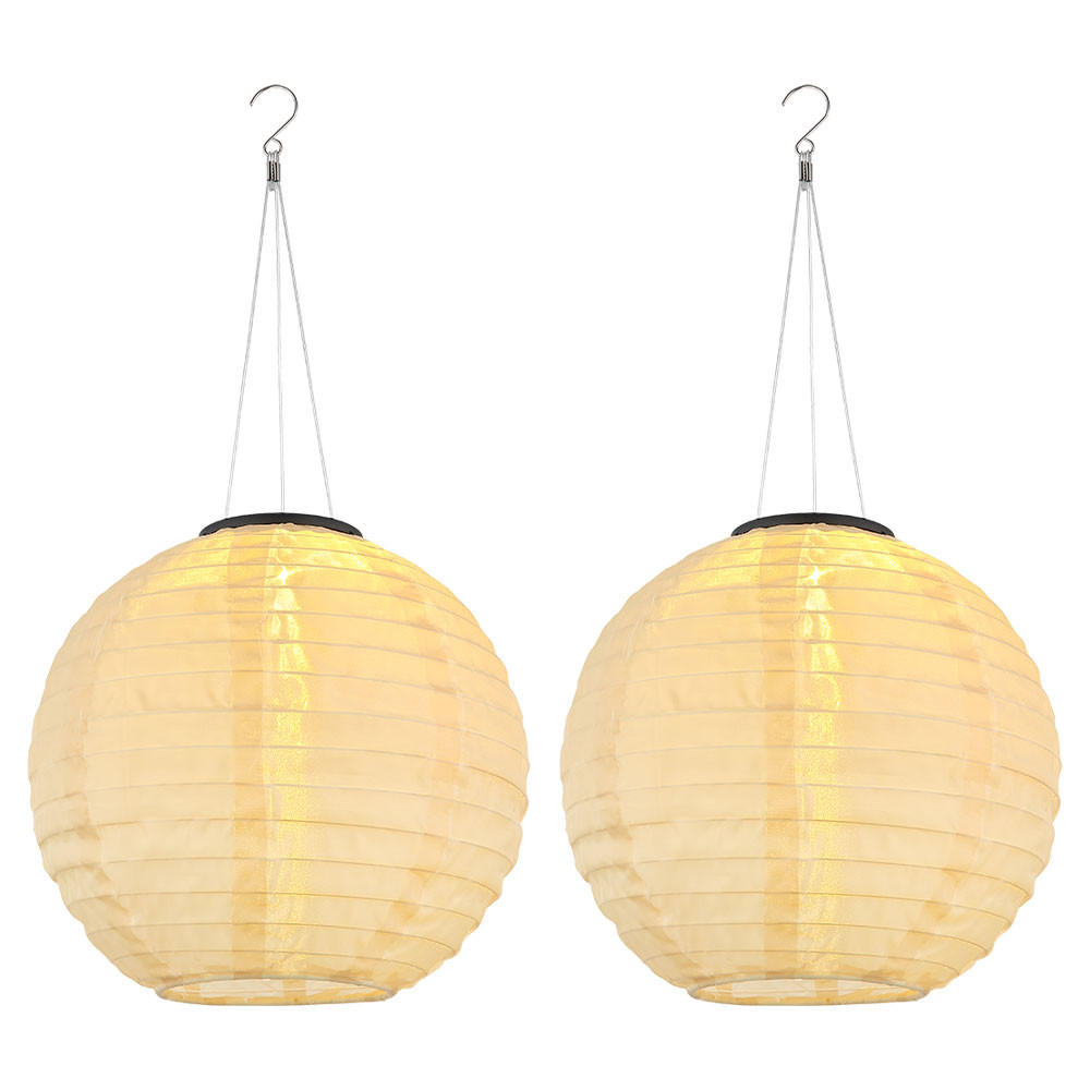 LED AUSSENHÄNGELEUCHTE Lampion Beige 2er Set - Beige, Metall (30/30/55cm) - Globo Lighting